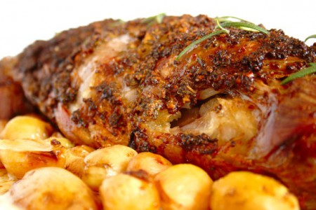 Lombo de borrego assado no forno