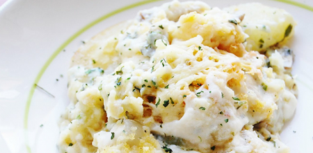 Bacalhau gratinado com bechamel